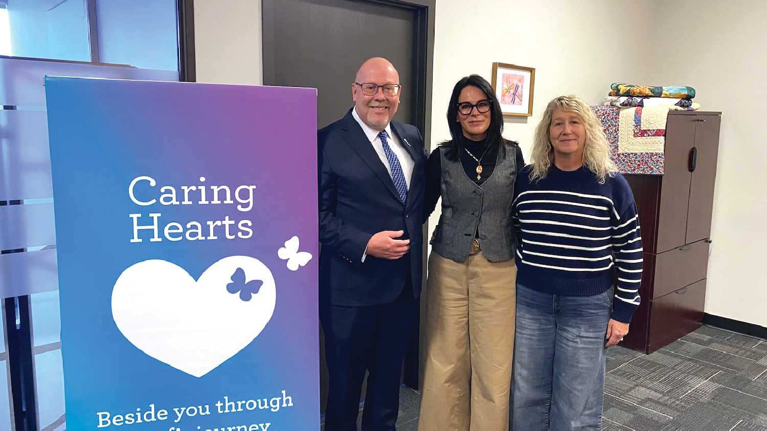  Moosomin-Montmartre MLA Kevin Weedmark, Keely Wight-Young and client Debbie West at the announcement.